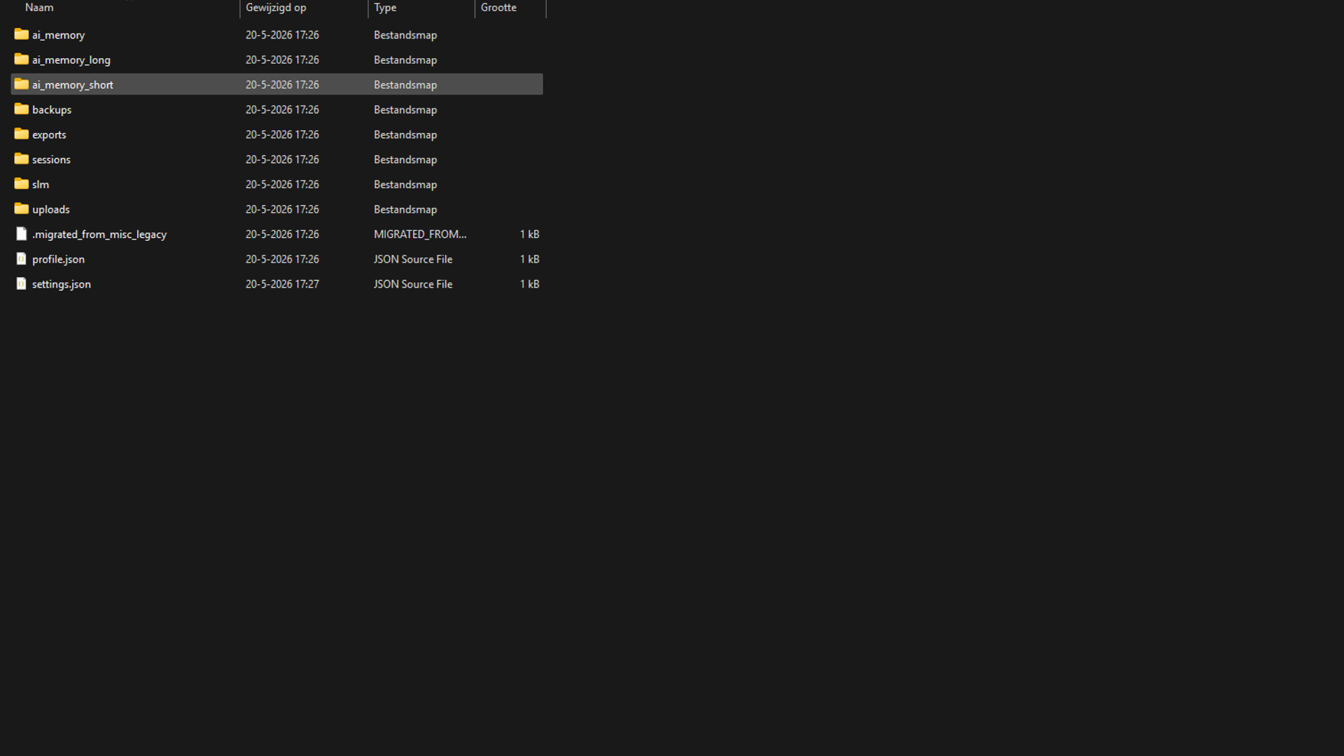 Aiona local memory folders screenshot